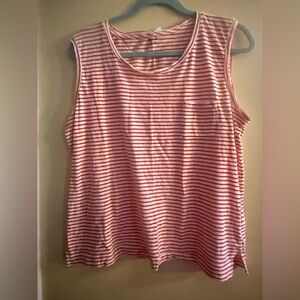 Madewell Coral and White Striped Tee, L